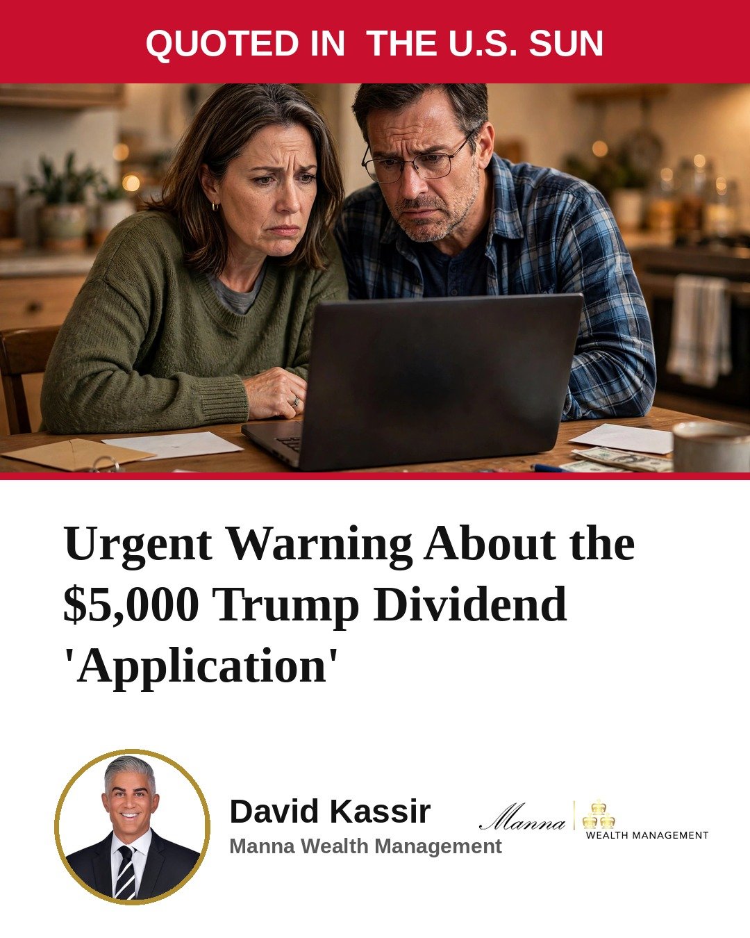 sun-card-variant-tabloid David Kassir Featured in The U.S. Sun on the $5,000 Trump Dividend Warning